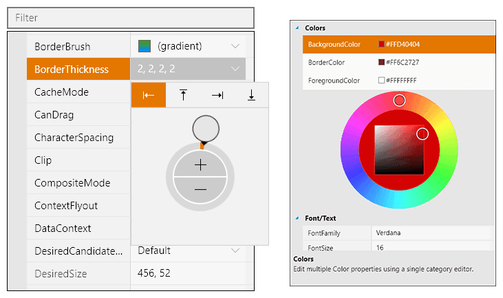 Advanced customizable property grid and tree controls.