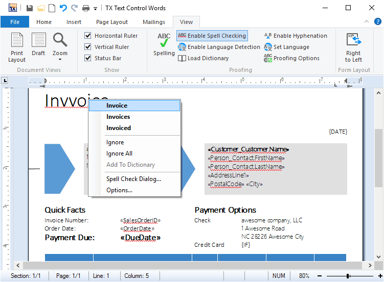 Using TX Spell .NET for WPF you can add extremely fast, highly reliable and very accurate spell checking to your TX Text Control based applications.