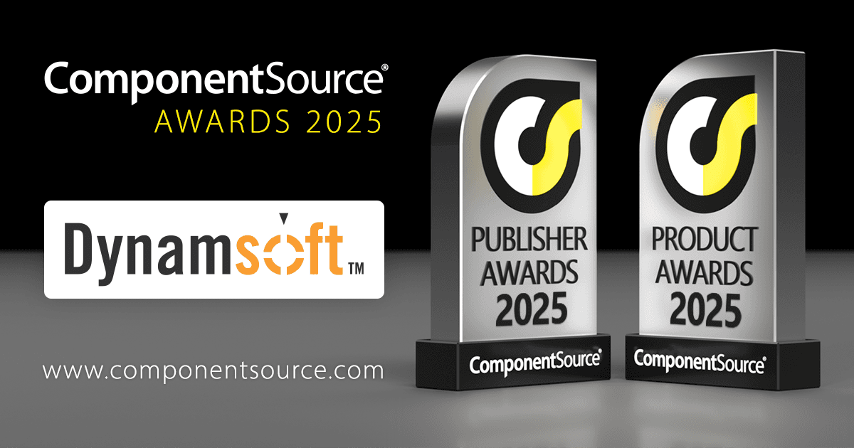 Dynamsoft Gana Tres ComponentSource Awards