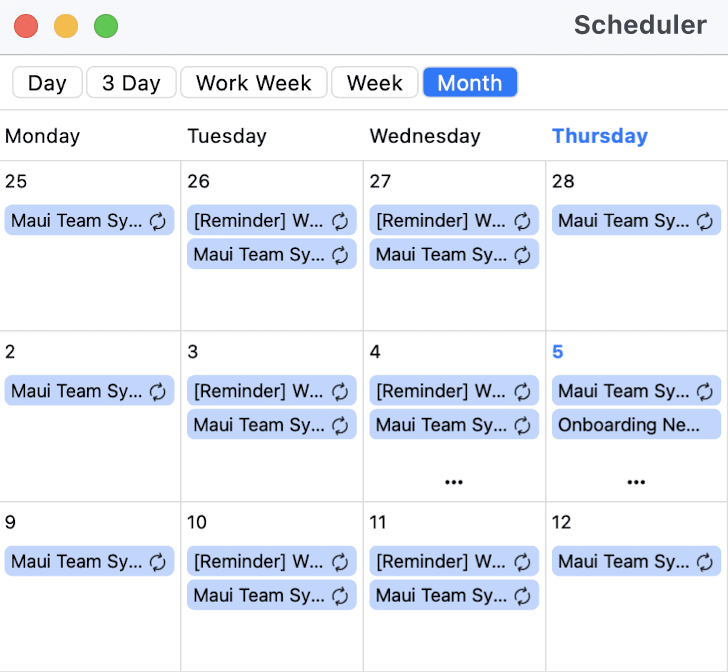 Telerik UI for .NET MAUI Scheduler product image Telerik UI for .NET MAUI Scheduler product image