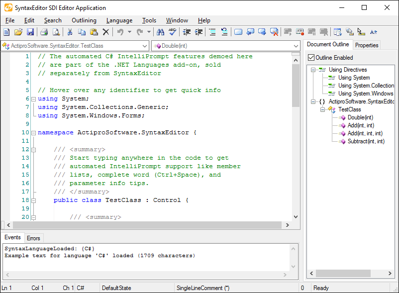 Actipro SyntaxEditor for WinForms Produktbild Actipro SyntaxEditor for WinForms Produktbild