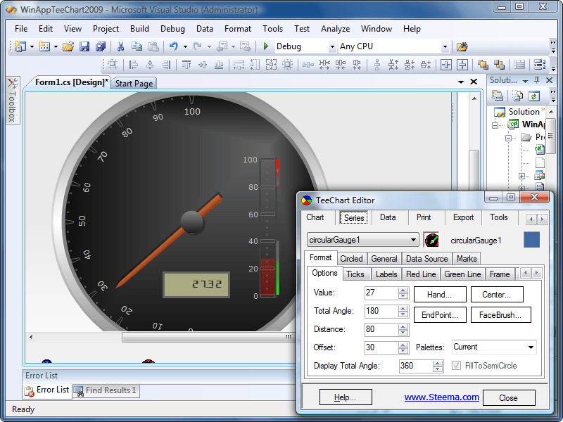 TeeChart for .NET includes several Gauges series types: Circular Gauge, Linear Gauges, Numeric Gauge, etc..