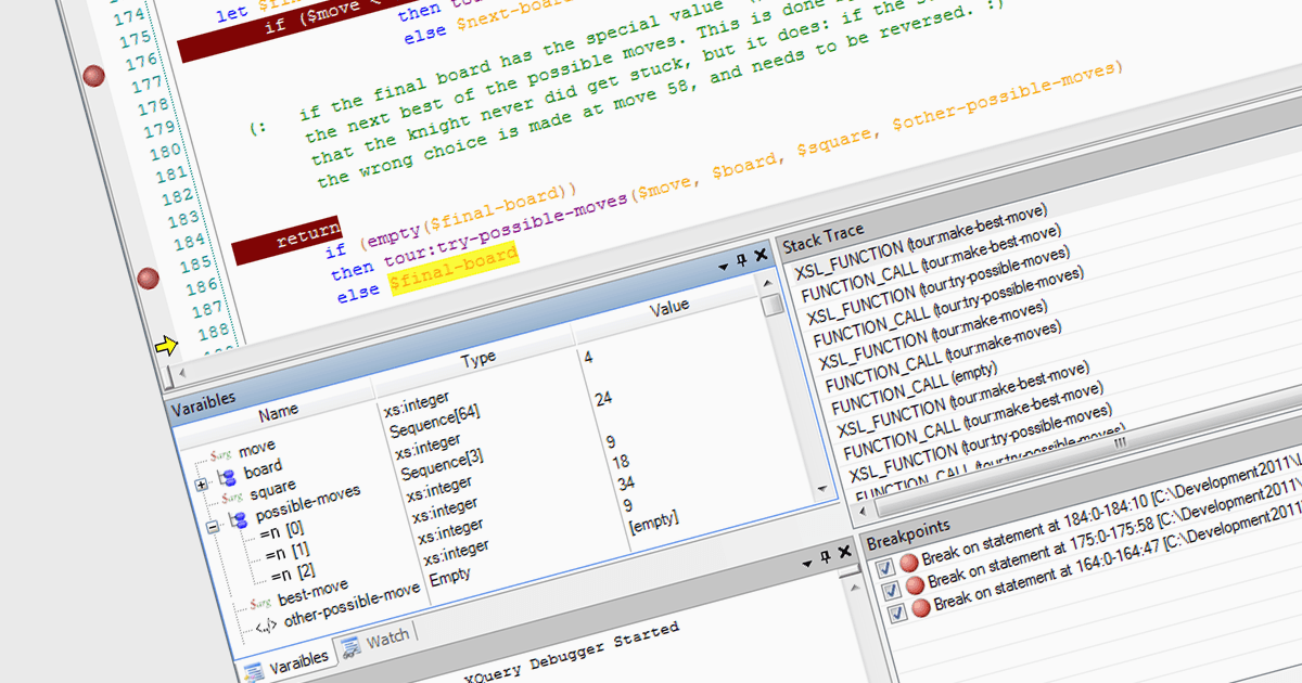 Find and Fix XQuery Errors with a Debugger