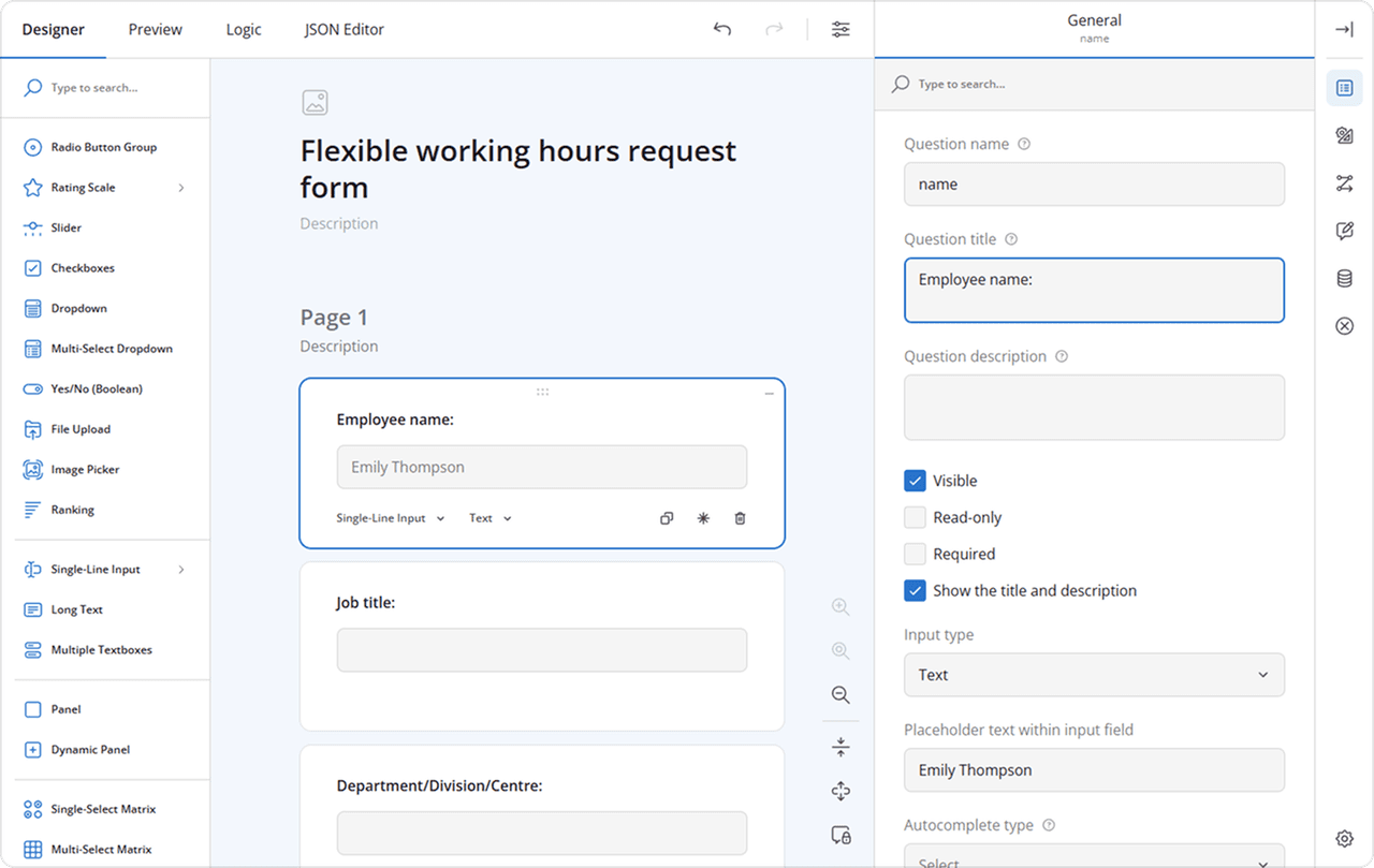 SurveyJS Survey Creator SurveyJS Survey Creator