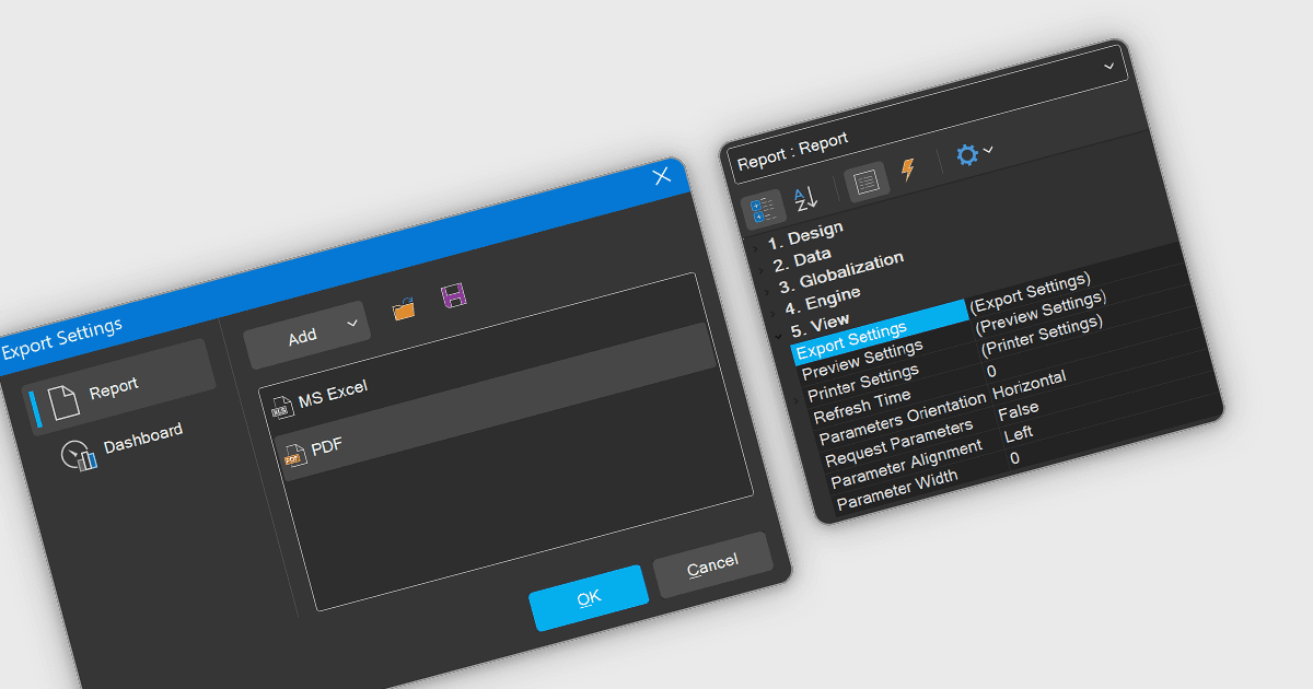Configure Facilmente as Configurações de Exportação em um Modelo de Relatório