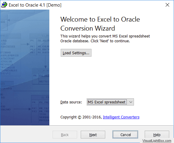 Microsoft Excel to Oracle product image