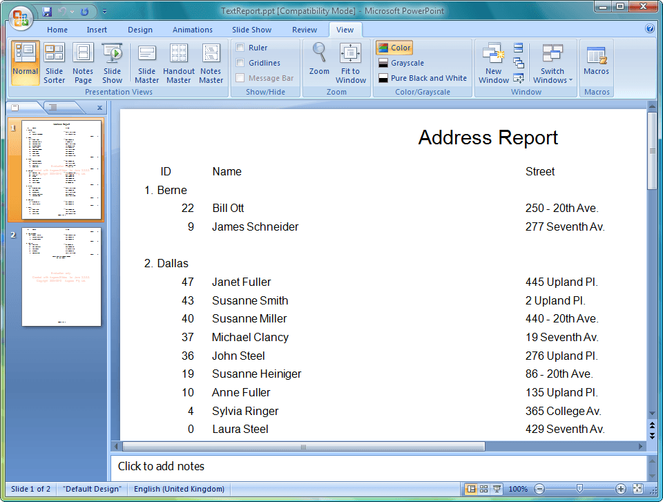 Export JasperReports to PowerPoint