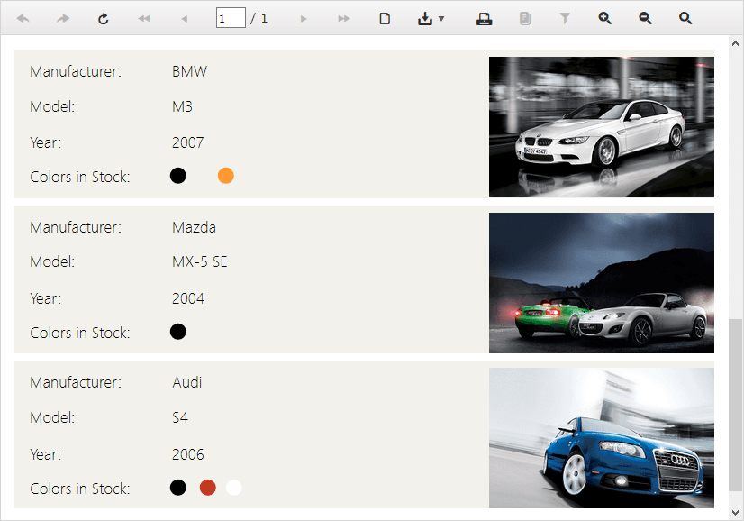 The List Bound Reports displays data from a set of Business Objects.