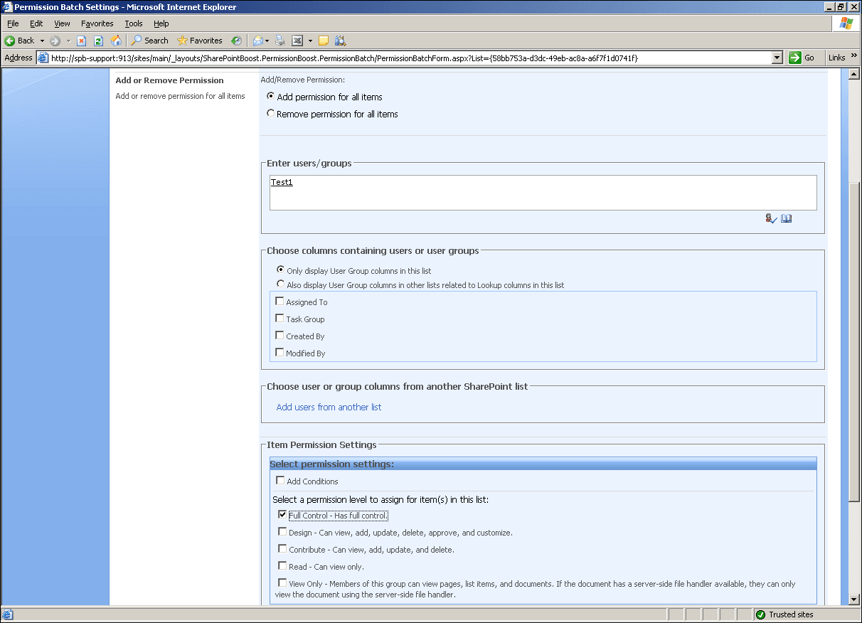 SharePoint Item Permission Batch released
