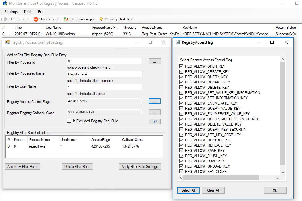 Registry monitoring and protection.