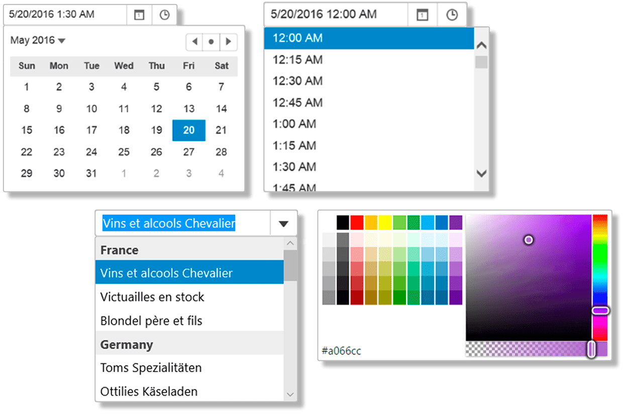 Parse and format user input with a full set of ASP.NET MVC input controls for easy data entry.