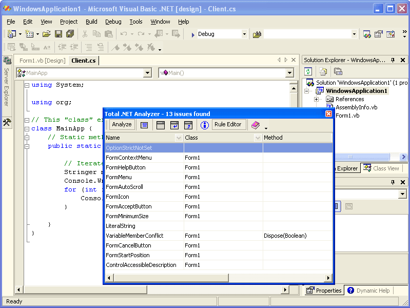 Total .NET Analyzer - for Visual Studio 2002/2003 Produktbild