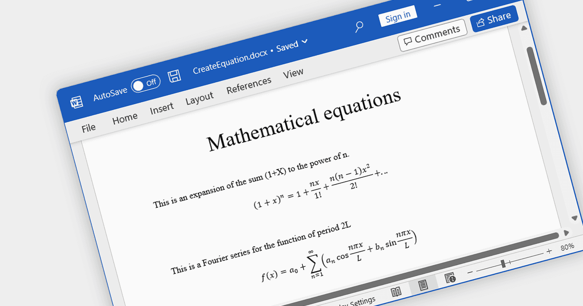 Add LaTeX Equations to Word Documents