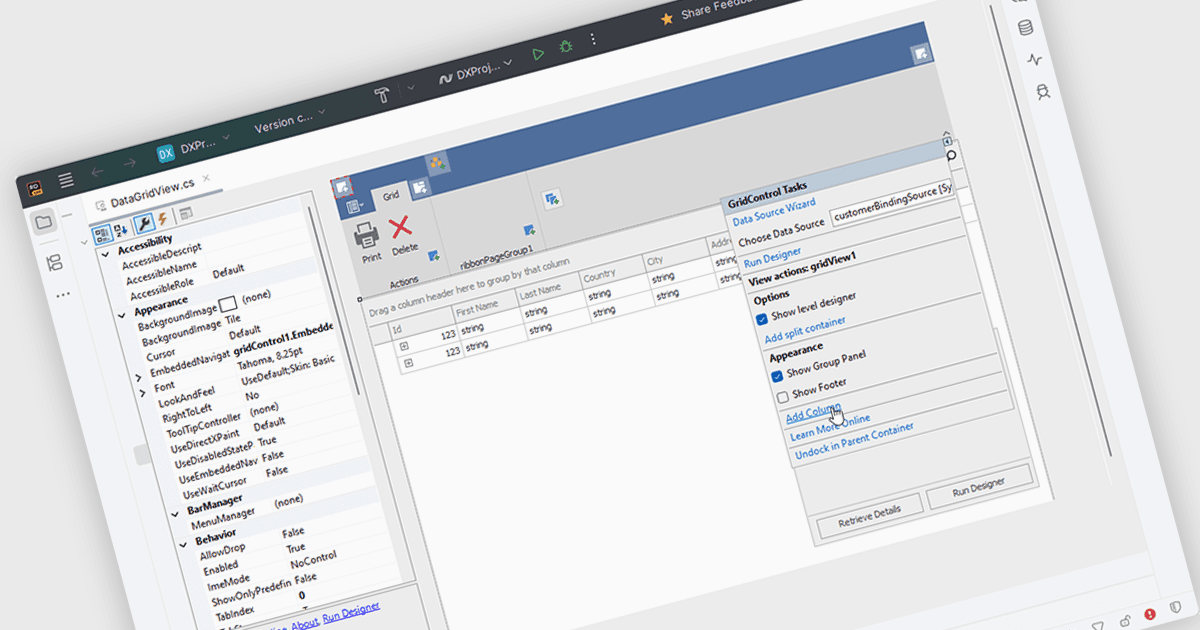 Build DevExpress WinForms UIs inside Rider