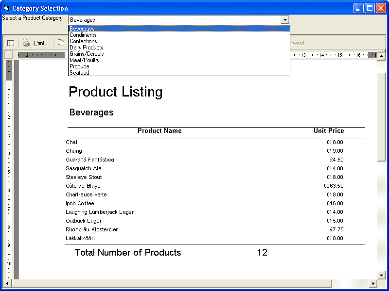 Reports can be grouped by using GroupHeaders/Footers with their DataField properties set to the database field being grouped on.