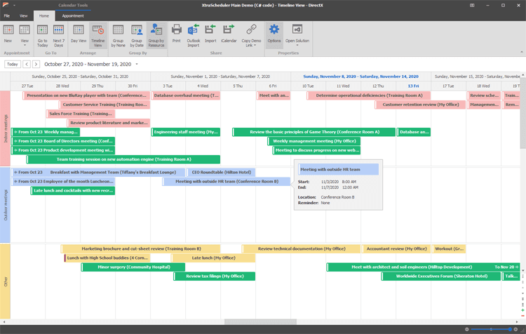 DevExpress WinForms Scheduler 제품 이미지