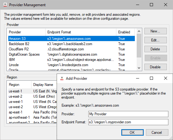 Easily connect to any Amazon S3 compatible storage service via a local virtual drive.