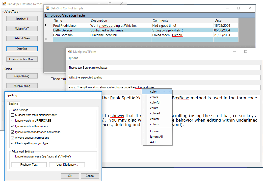 Integrate (as-you-type and dialog) spell checking functionality into .NET Windows Forms applications.