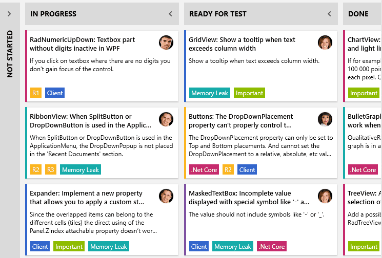 Telerik UI for WPF Task Board 產品圖片 Telerik UI for WPF Task Board 產品圖片