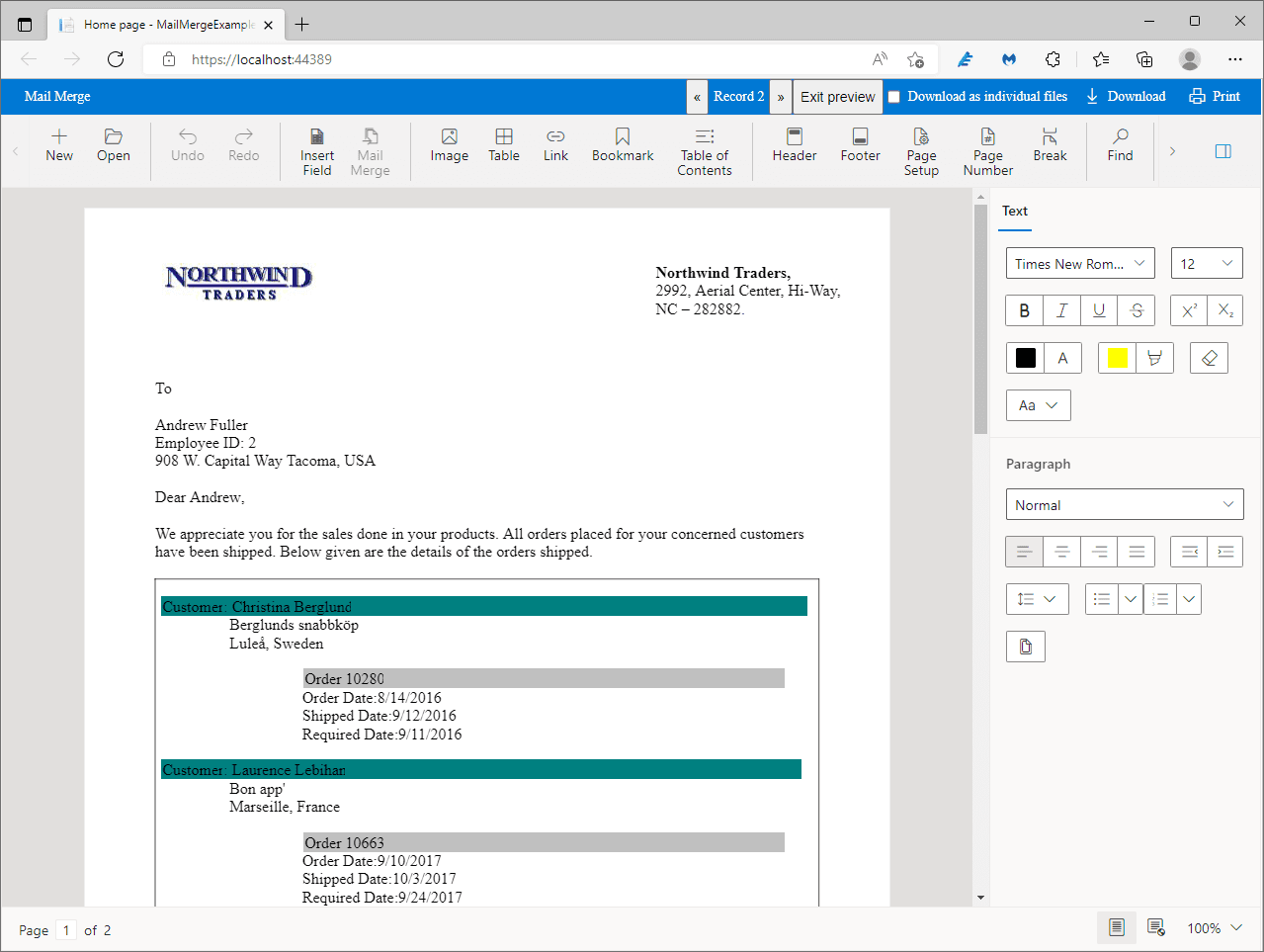 Syncfusion Angular DOCX Editor SDK product image