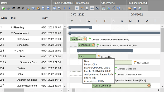 DlhSoft Gantt Chart Web Library for ASP.NET 제품 이미지