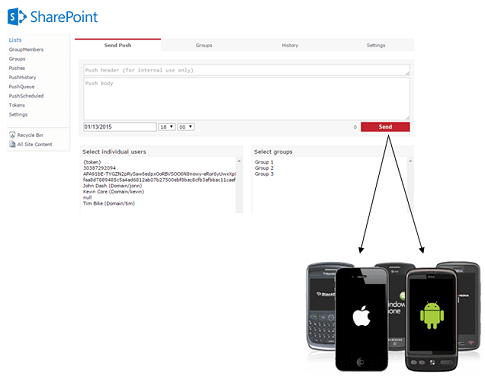 Send Push Notifications from SharePoint.