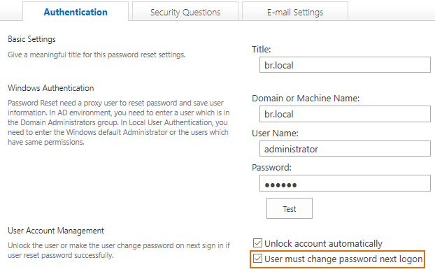 Let users reset their password right on a Web Part without intervention from the SharePoint administrator.