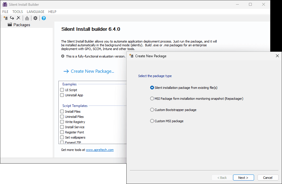 Create silent setup packages and easily install multiple programs with just one click.