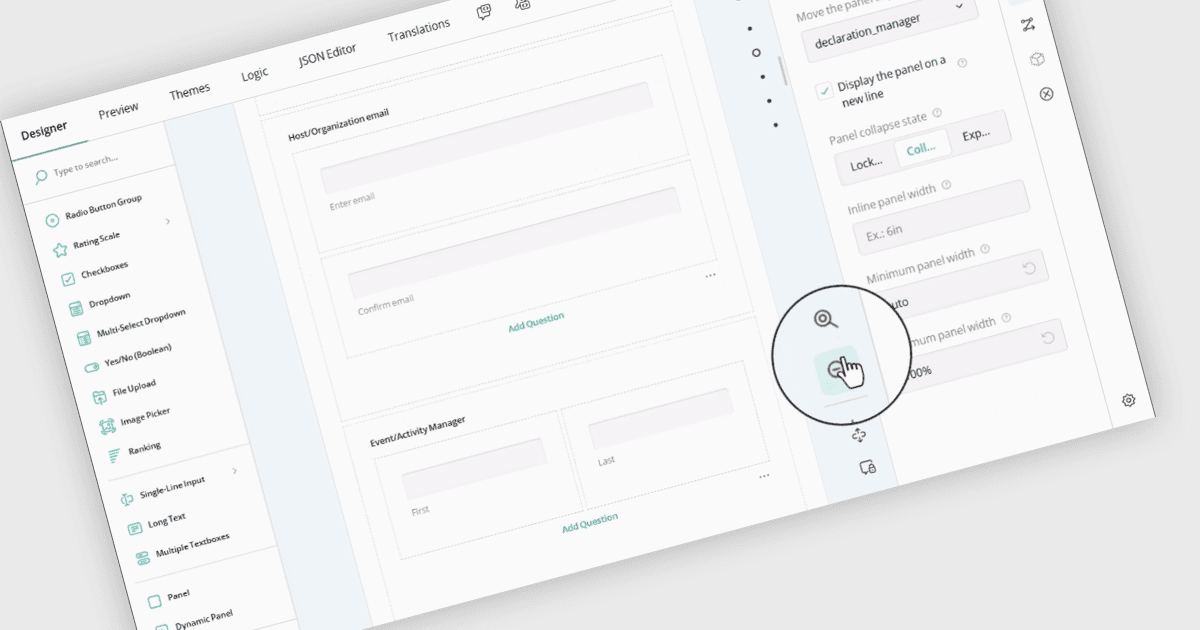 Zoom In and Out While Designing Survey Forms