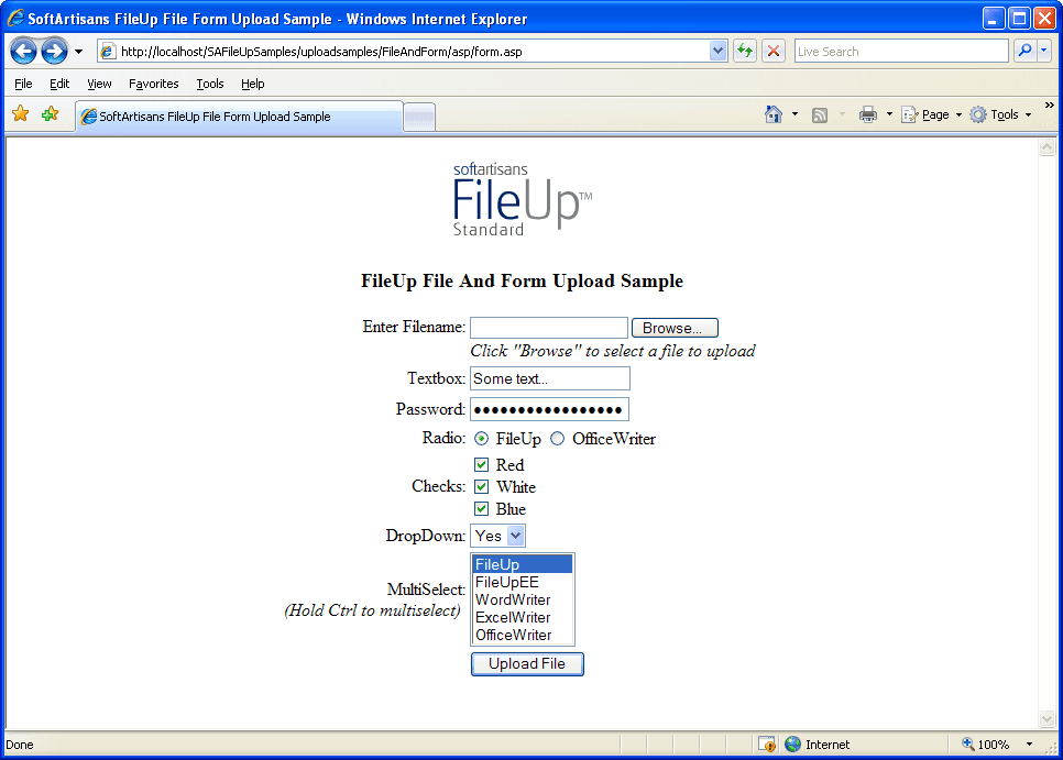 FileUp can handle standard text-based HTML form elements along with file elements.