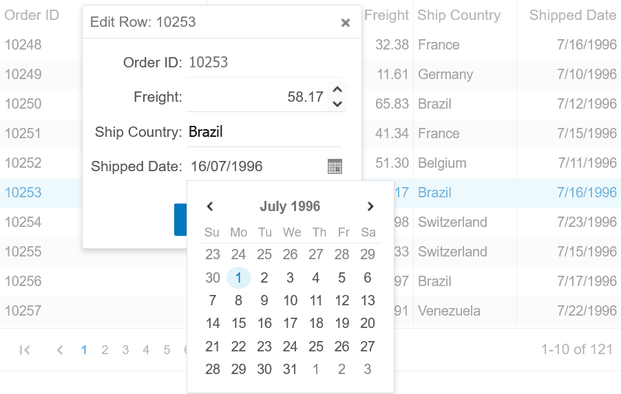 jQWidgets React Data Editors product image