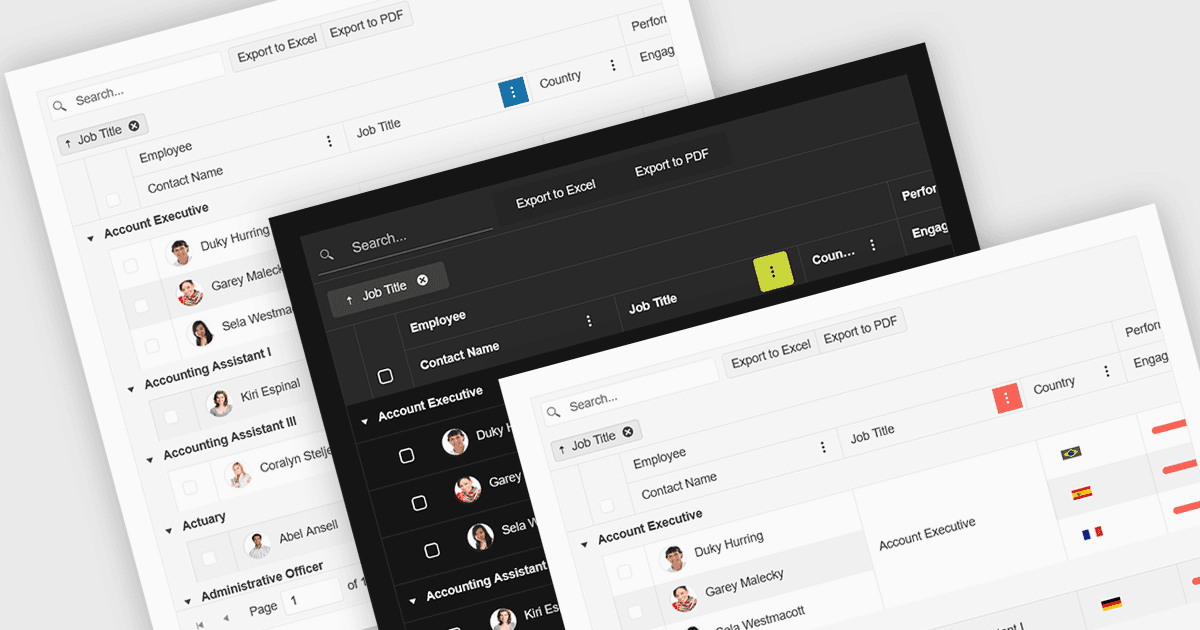 Instantly Switch Themes Across your Data Grid