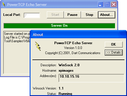 Use the Server Control and Service Control to create an Echo Server.