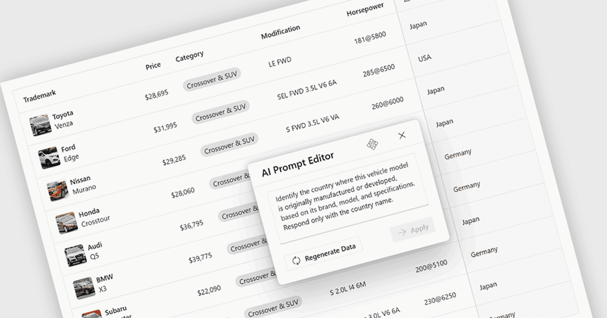 Add AI-Powered Columns to Grids and TreeLists