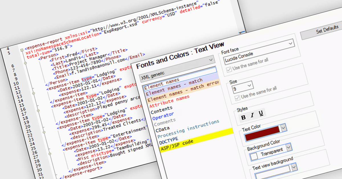 Enhance XML Editing with Syntax Coloring