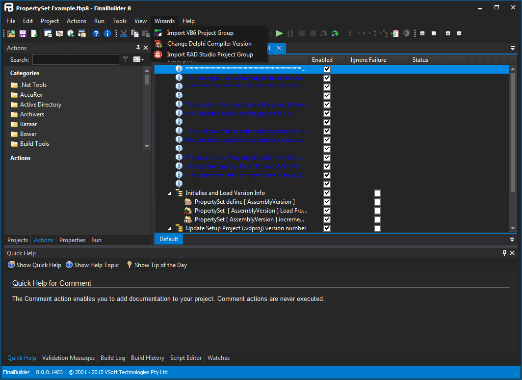 The FinalBuilder GUI simplifies build automation by providing and easy to use IDE for visually creating automated build projects.