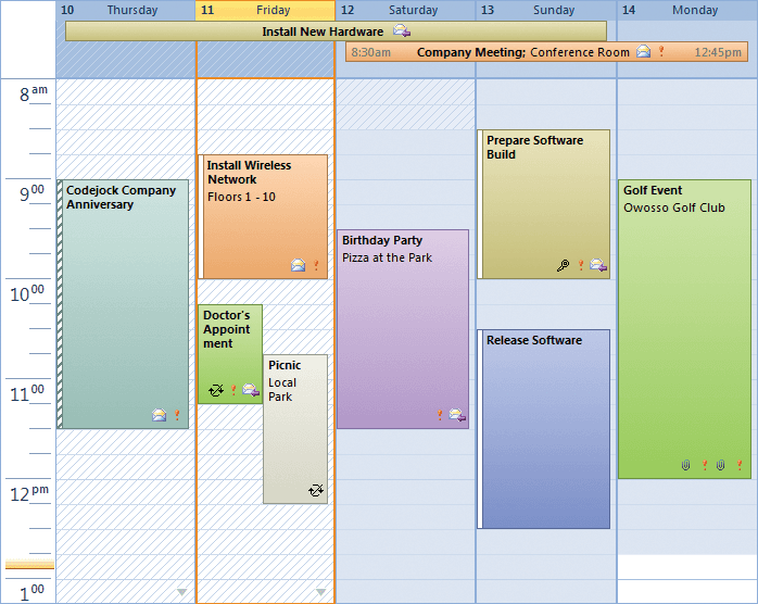 Provides Windows developers with a sophisticated Outlook style Calendar.